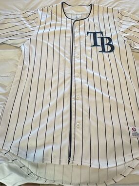 Tampa Bay Pinstripe Baseball Jersey in White
